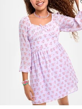 Children’s place Tween Girls Floral Fit And Flare Dress - Purple